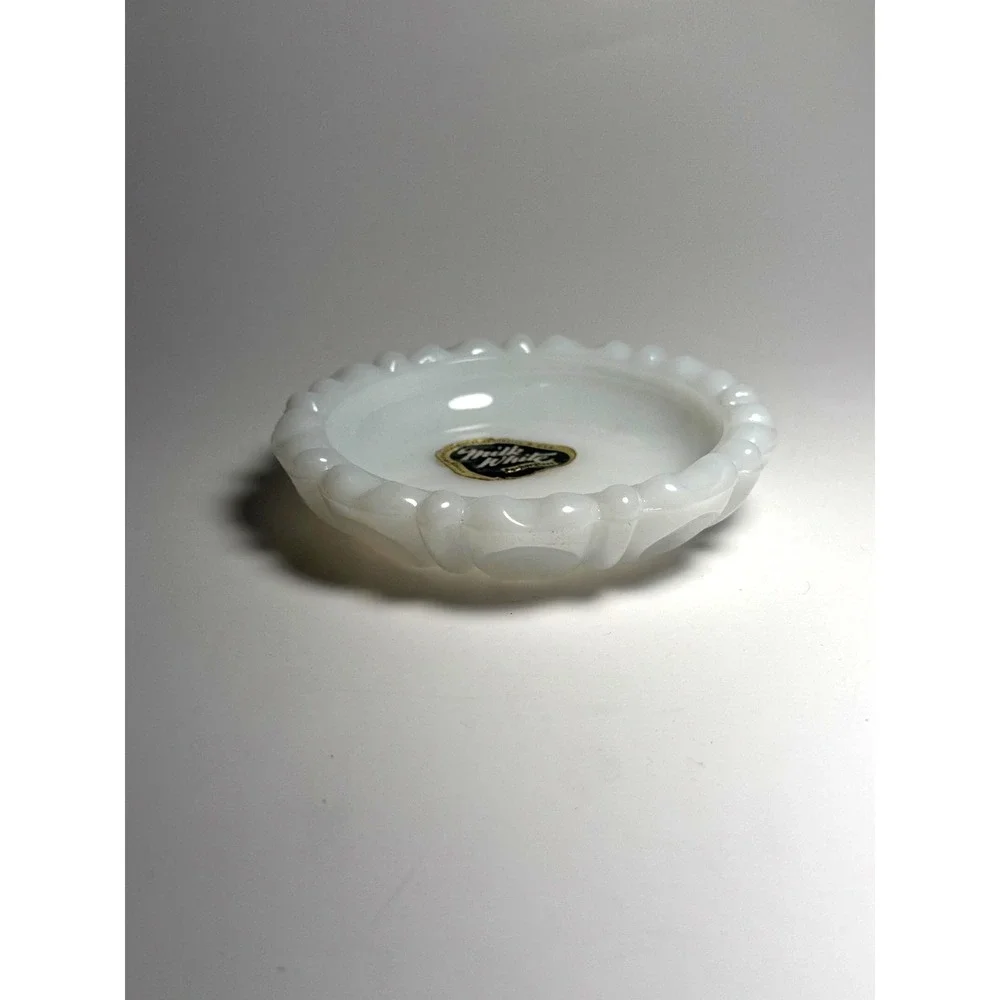 Anchor Hocking Milk White Glass Ash Tray / Trinket Dish 5.25